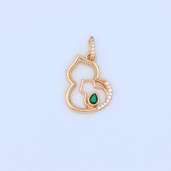 "Rose Gold Mother & Child Outline Pendant with Green Stone, XPPT1311 - Picture 10 of 12